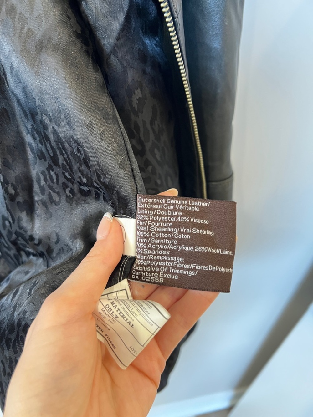 Danier Black Leather Coat with Curly Fur Collar - Picture 7 of 7